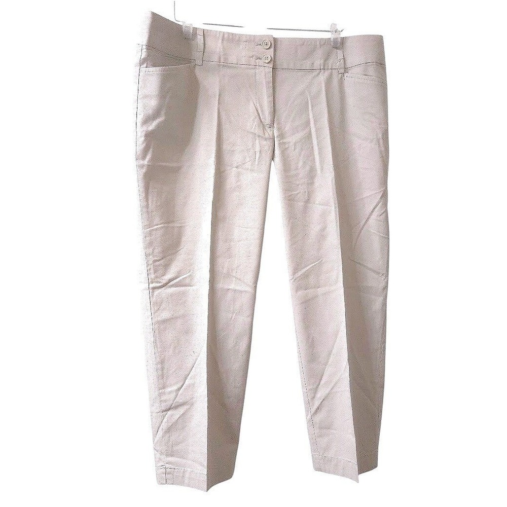 Womens Tan‎ Curvy Crop Chino Pants Stretch Casual Size 14 LOFT Outlet
